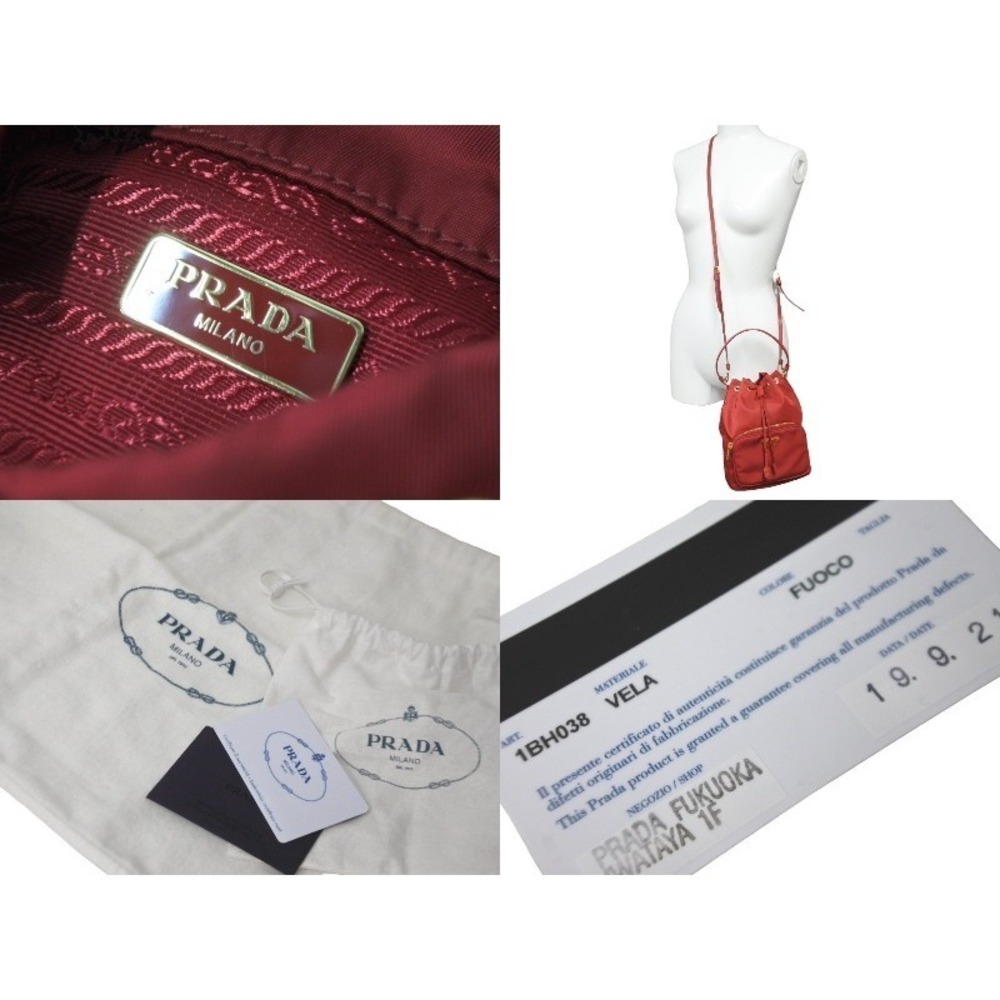 PRADA handbag triangle logo red drawstring closure - Picture 9 of 9